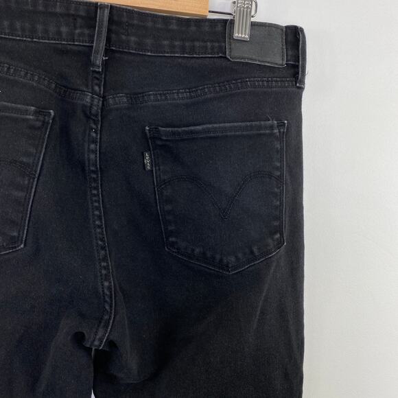 Levi's Mid-Rise Black Stretch Denim Sateen Skinny Jeans Women's Size 14 32 x 32 - Picture 7 of 10